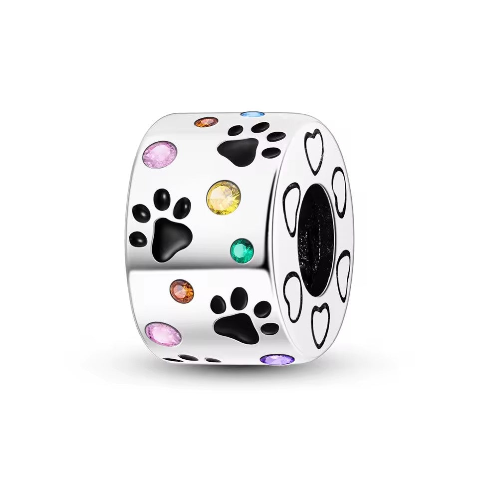 Colorful Paw Print Bead Charm