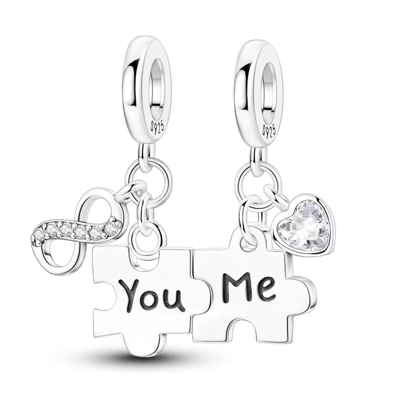 You and Me Puzzle Hearts Charm