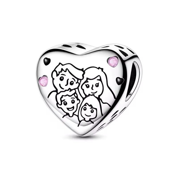Family Heart Portrait Charm