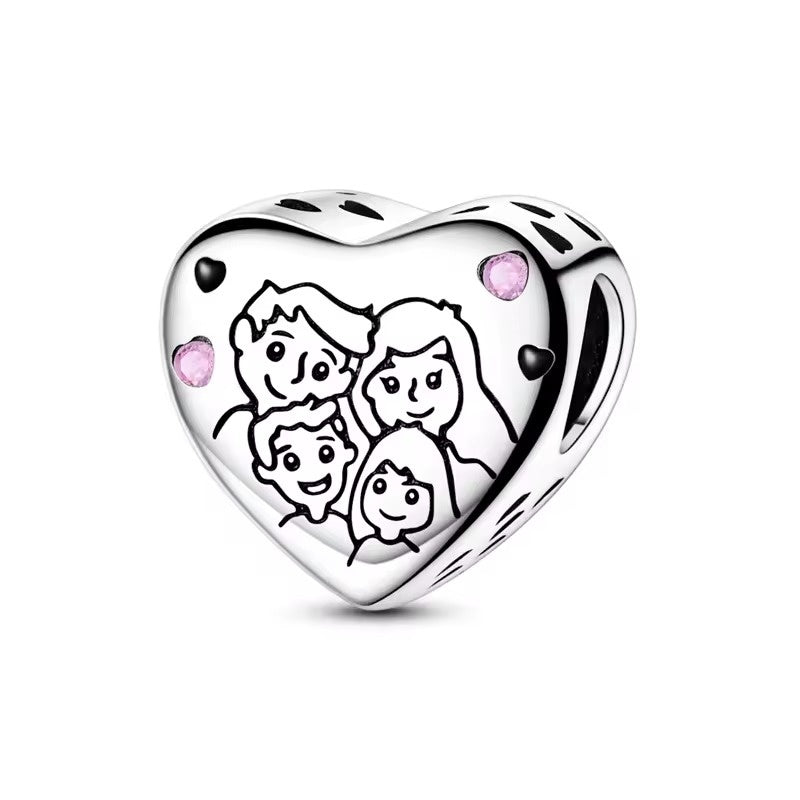 Family Heart Portrait Charm