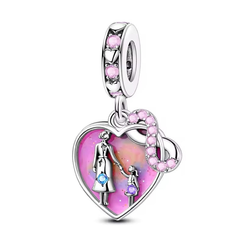 Pink Mermaid Heart Charm