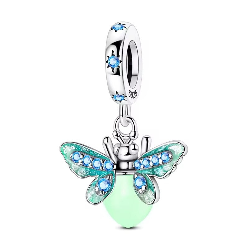 Green Firefly and Butterfly Charm