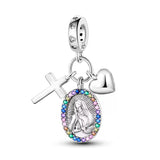 Religious Medal Cross and Heart Charm