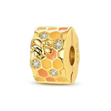 Golden Honeycomb Bee Bead Charm