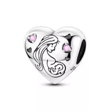 Mother and Baby Heart Bead Charm