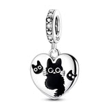 Black Cat Heart Charm