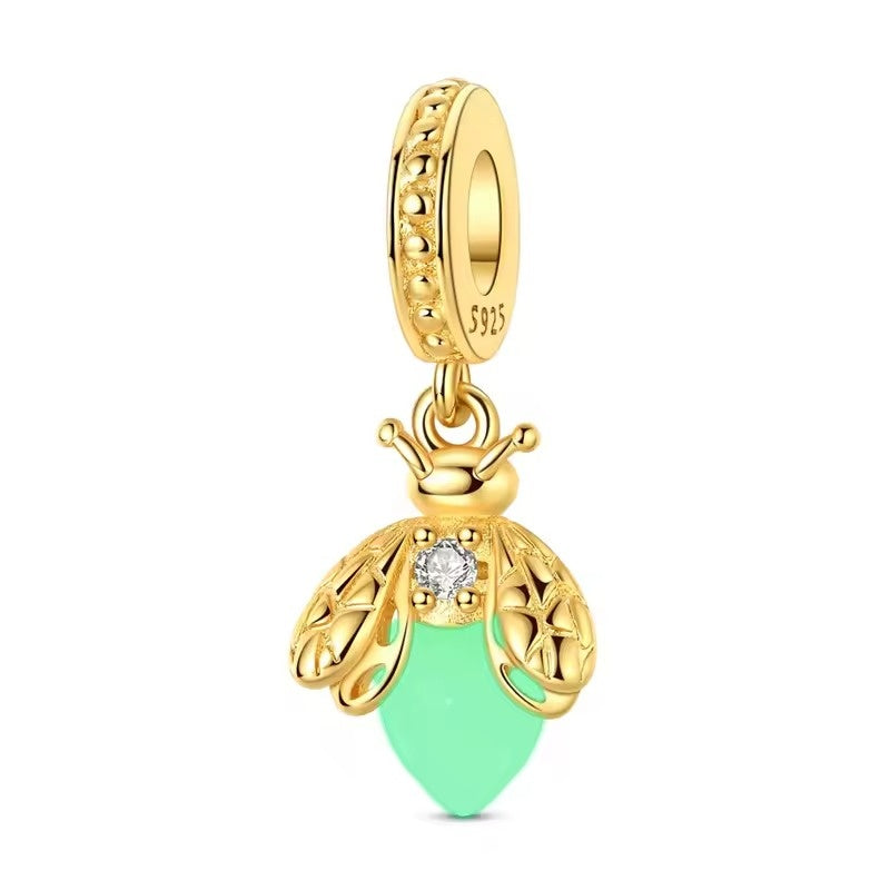 Golden Green Firefly Charm