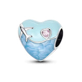 Blue Heart and Airplane Bead Charm