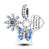 Blue Butterfly and Snowflake Charm