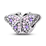 Purple Crystal Butterfly Bead Charm
