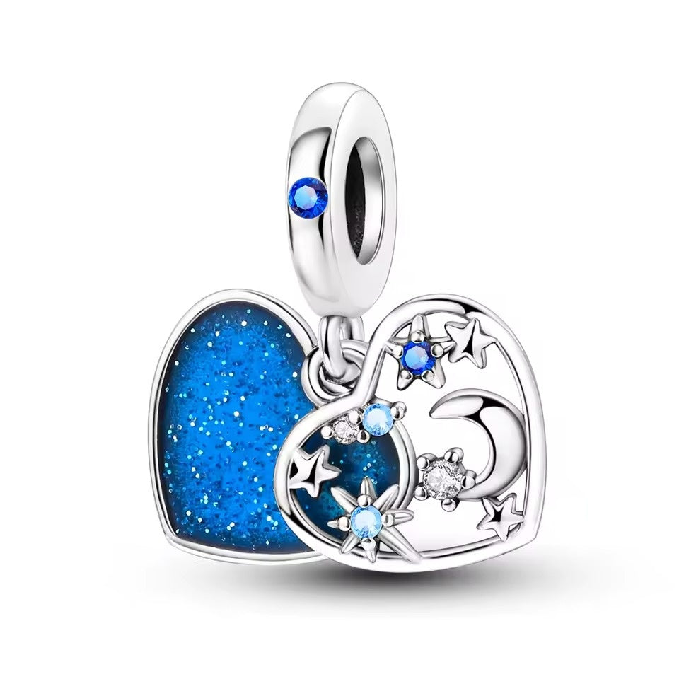 Blue Unicorn Heart Dangle Charm